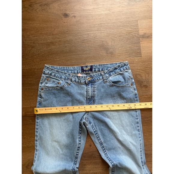 Angels Jeans Blue Flare Low Rise Embroidered Rhinestone Y2K 2000s - Picture 9 of 10